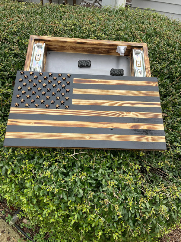 Black Stripe American Flag Concealed Gun Case - With Magnetic Release