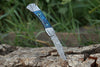 Damascus Steel Folding Pocket Knife – Blue Handle