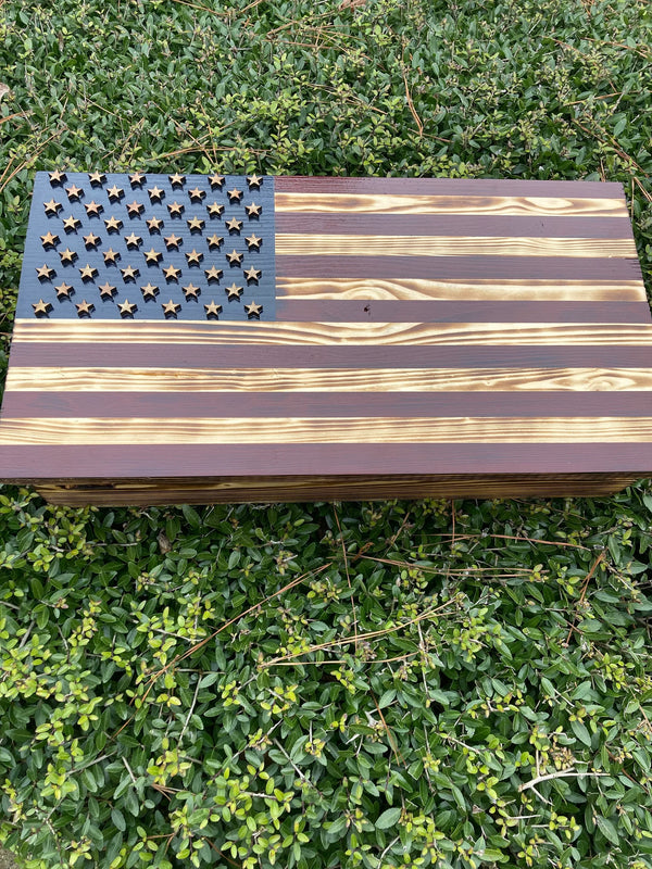 Blue with Red Stripe American Flag Concealed Gun Case - With Magnetic Release For the Outdoorsman 13 Stripes