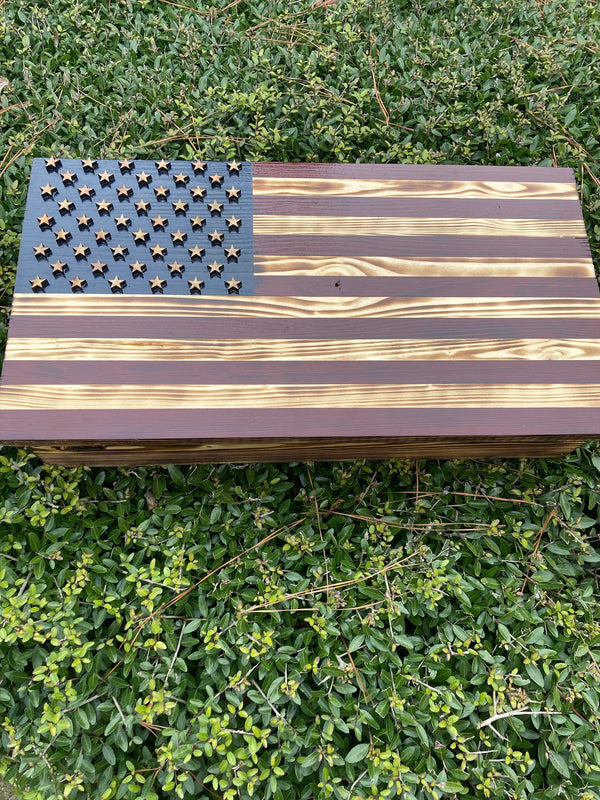 Blue with Red Stripe American Flag Concealed Gun Case - With Magnetic Release