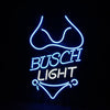 Neon bikini light sign with BUSCH LIGHT text, blue glow