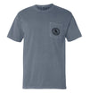 Grey T-shirt with front pocket and small chest logo