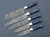 Damascus Steel Chef Knife Set of 5 – Blue Handles For the Chef Orklo Knives