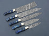 Damascus Steel Chef Knife Set of 5 – Blue Handles For the Chef Orklo Knives