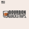 Sand crewneck tee logo close-up: Bourbon & Backstraps text with bourbon cup graphic