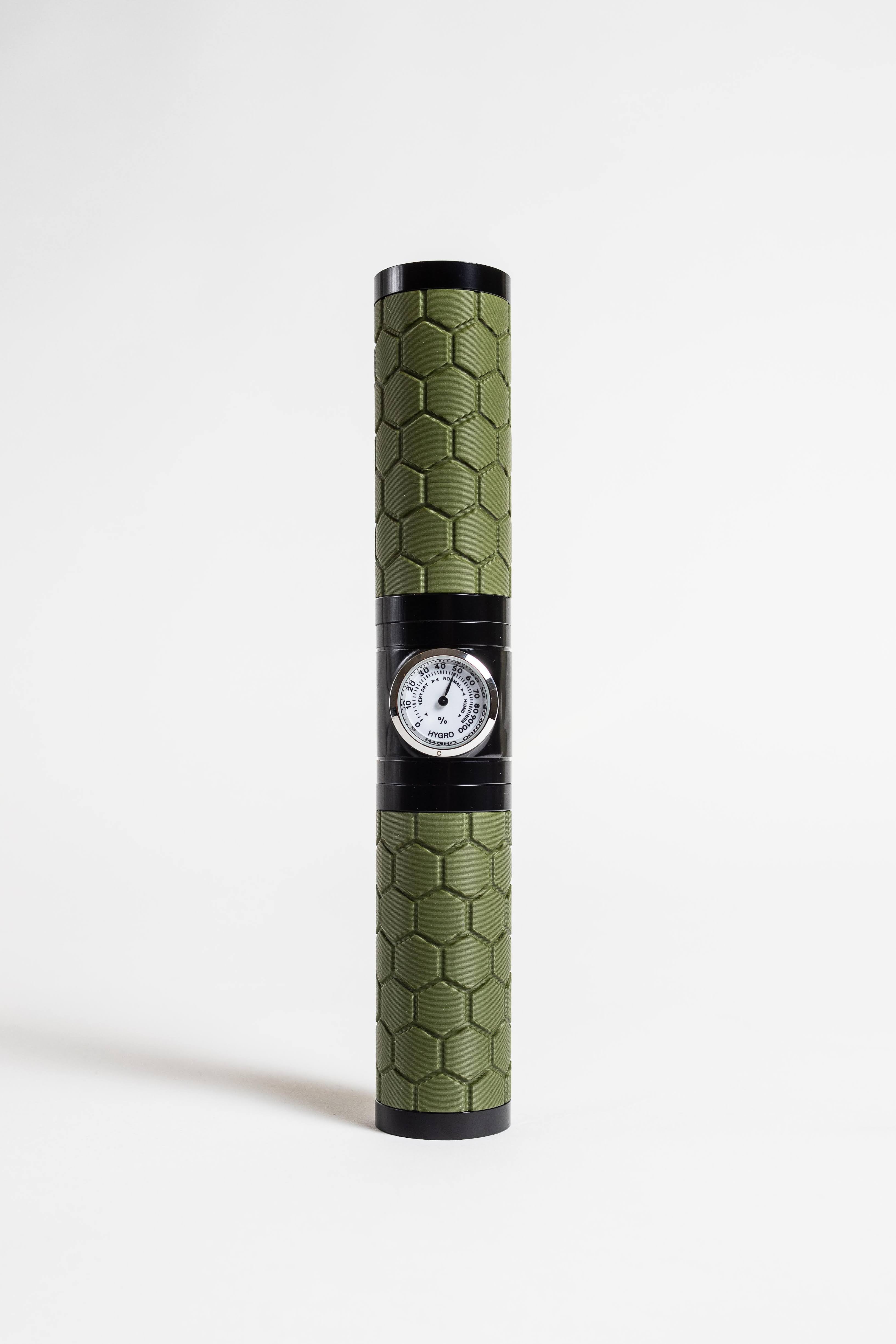 The Cigador Tactical Series - Single Cigar Humidor For the Bar Cigador Military Green with Black Metal