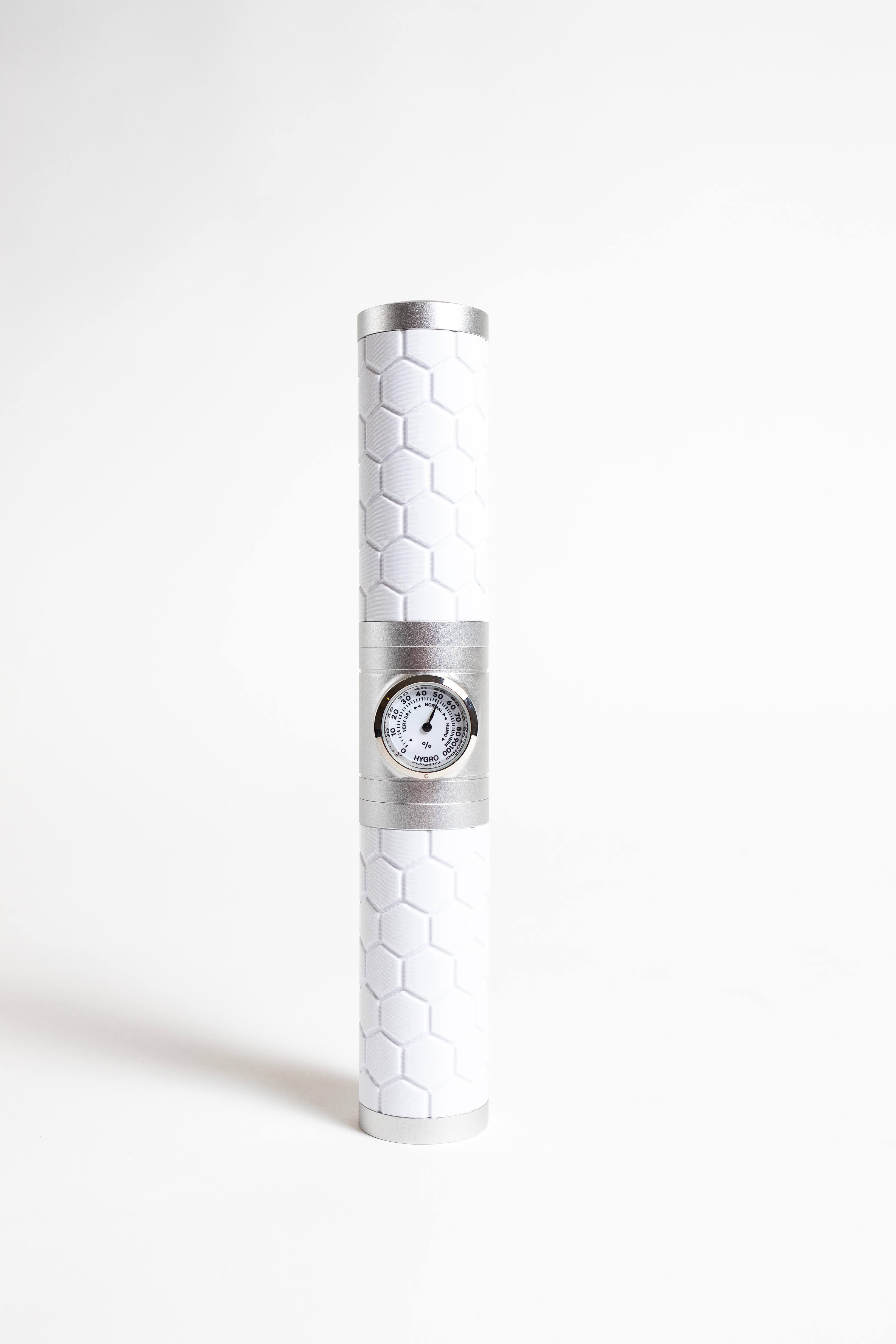 The Cigador Tactical Series - Single Cigar Humidor For the Bar Cigador White with Silver Metal