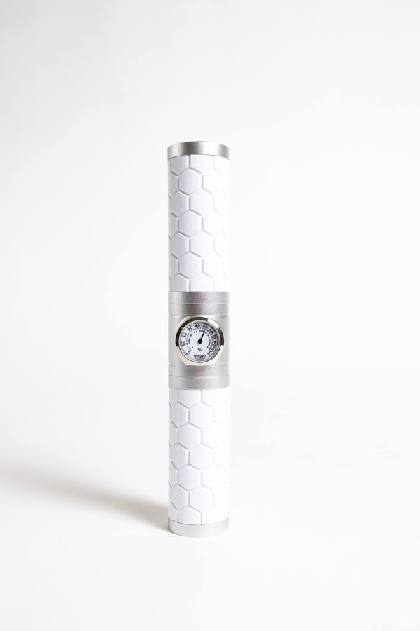 The Cigador Tactical Series - Single Cigar Humidor For the Bar Cigador White with Silver Metal