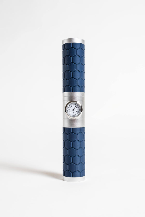 The Cigador Tactical Series - Single Cigar Humidor For the Bar Cigador Blue with Silver Metal