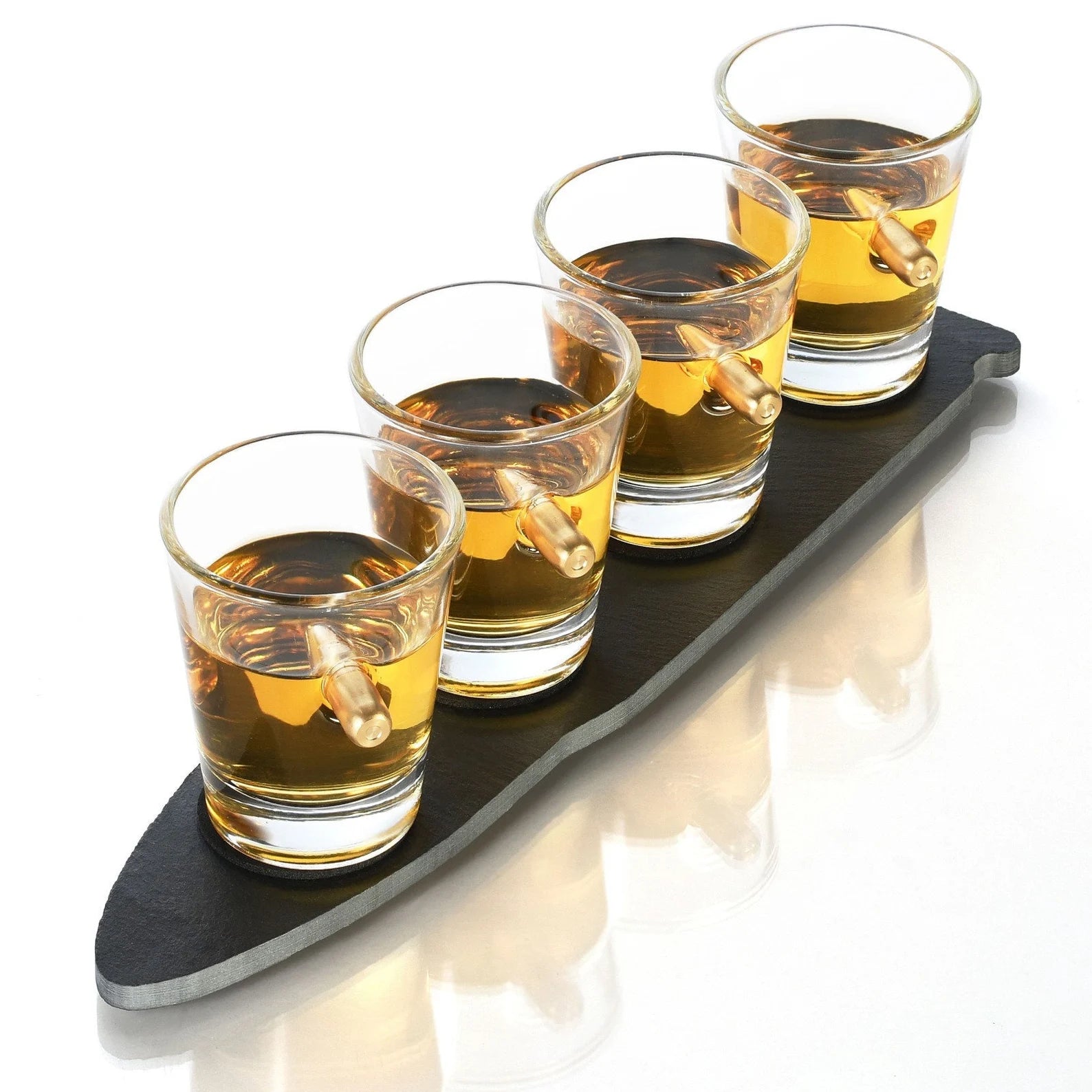 Bullet Shot Glasses with Slate Tray - Set of 4 For the Bar The Diamond Glassware