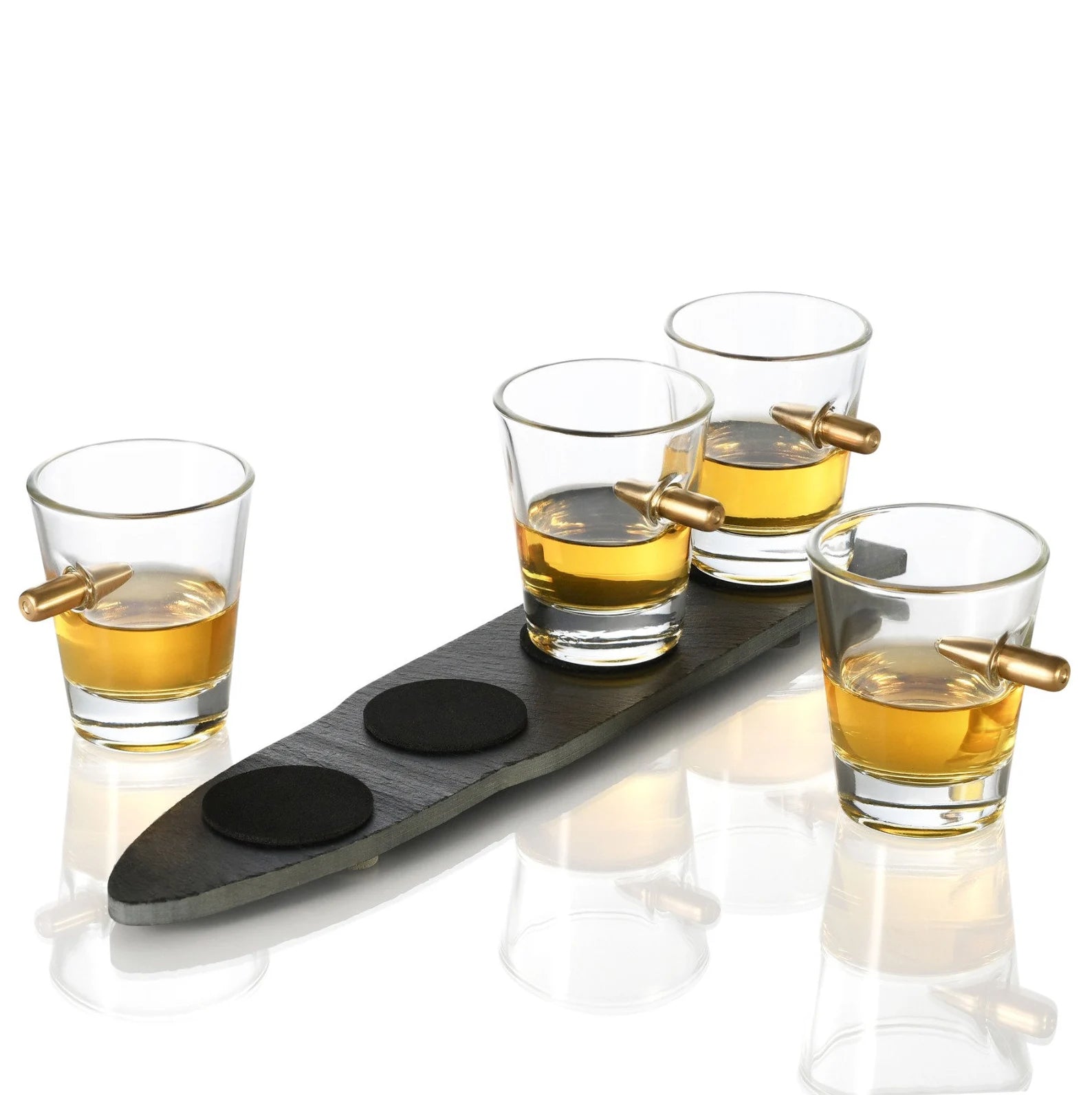 Bullet Shot Glasses with Slate Tray - Set of 4 For the Bar The Diamond Glassware