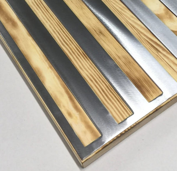 Metal American Flag on Rustic Burnt Wood For the Man Cave McCurdy Woodworking