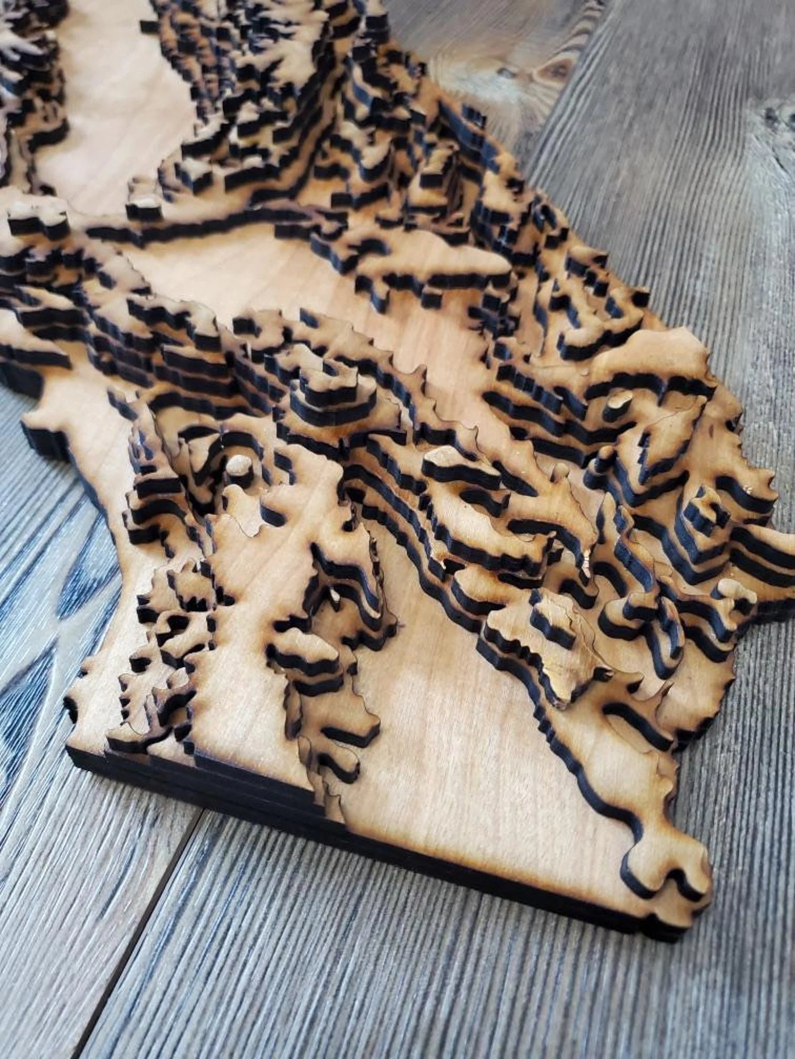 California Topographical Map - Layered Wood Sign