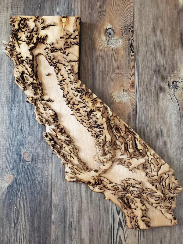 California Topographical Map - Layered Wood Sign For the Man Cave Arizona Copper Beard