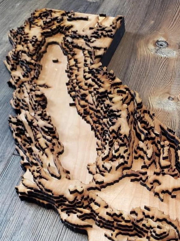 California Topographical Map - Layered Wood Sign