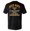 Graphic black T-shirt with orange beer-themed back print and short sleeves