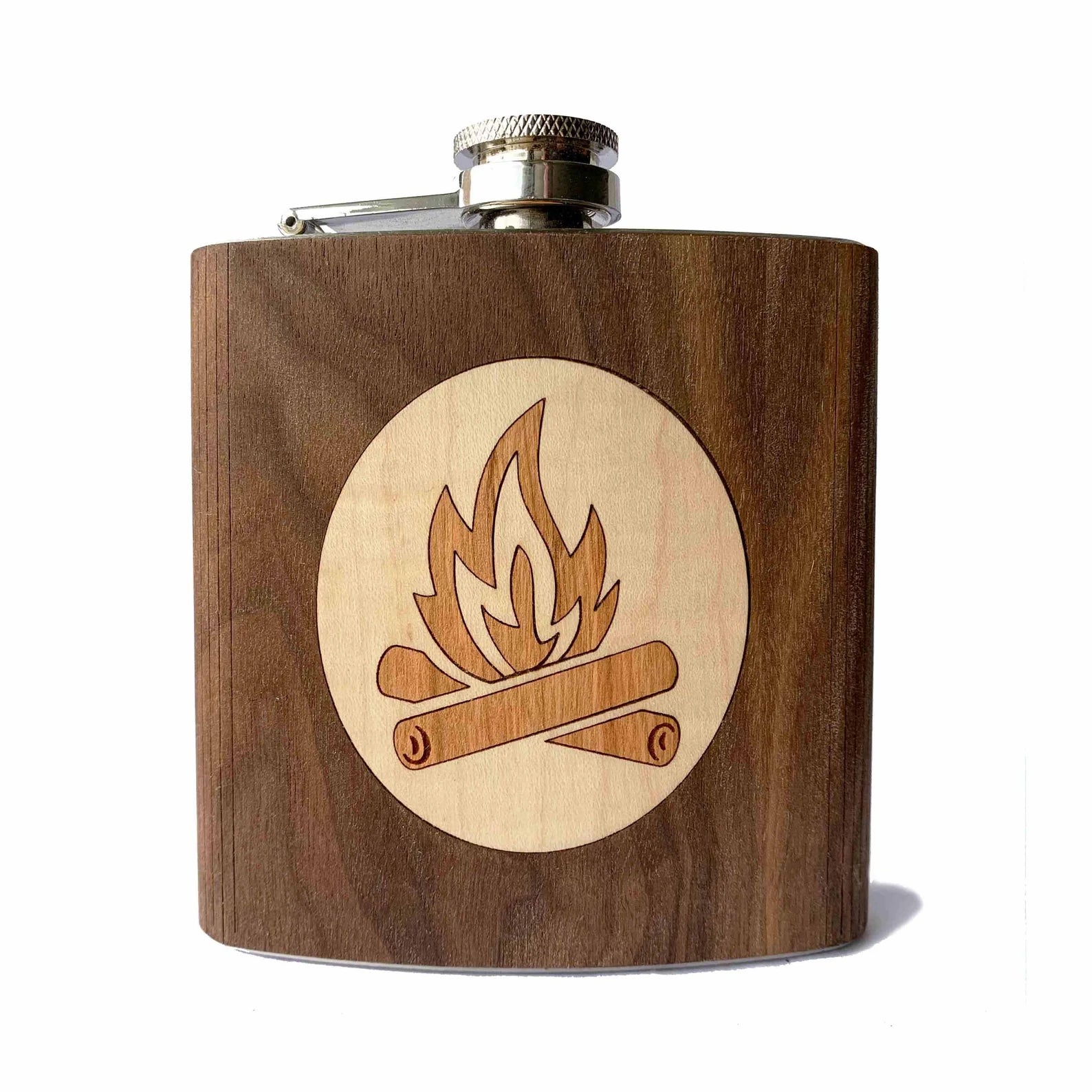 Campfire - Wooden Hip Flask