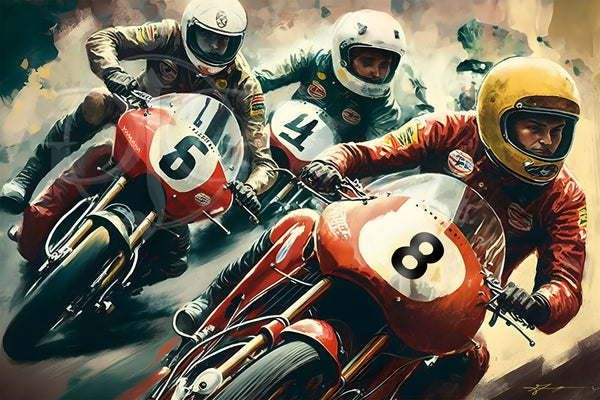 Retro Café Racer - Gallery Wrapped Canvas For the Man Cave GJG Studios