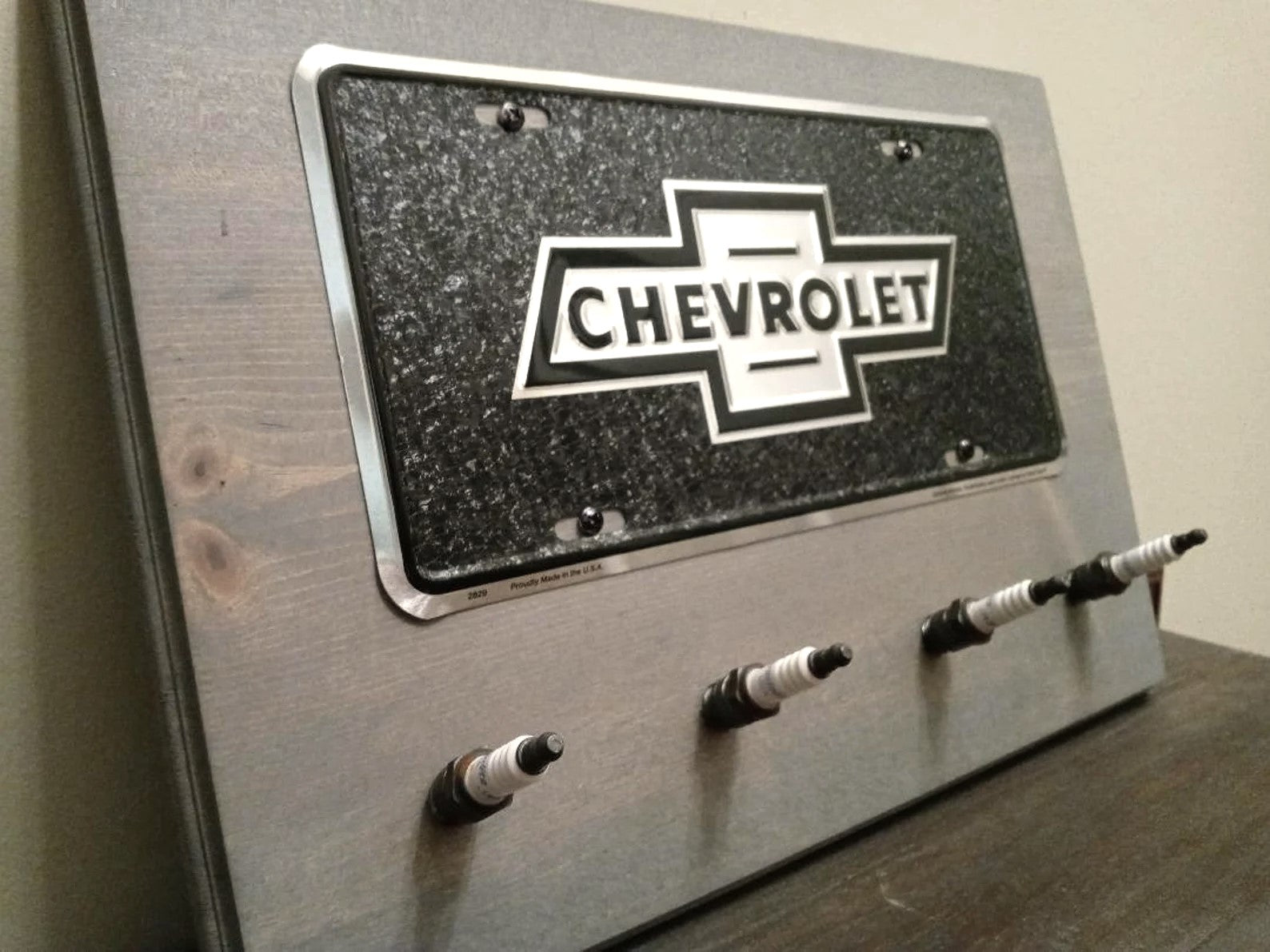 Chevy - Black License Plate Spark Plug Rack For the Gear Head Lean2 Designs