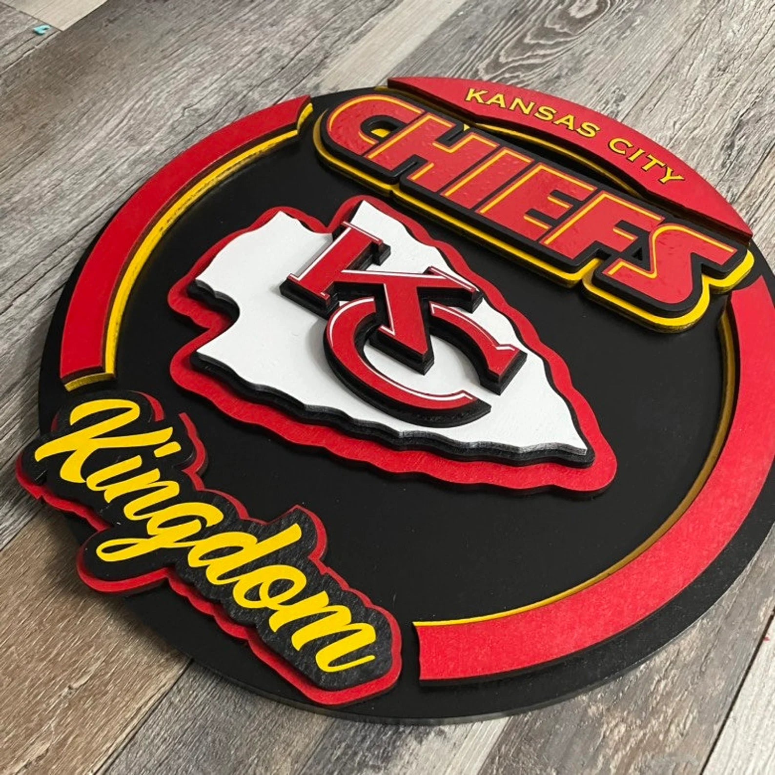 Kansas City Chiefs - Layered Wood Sign For the Sports Lover Arizona Copper Beard