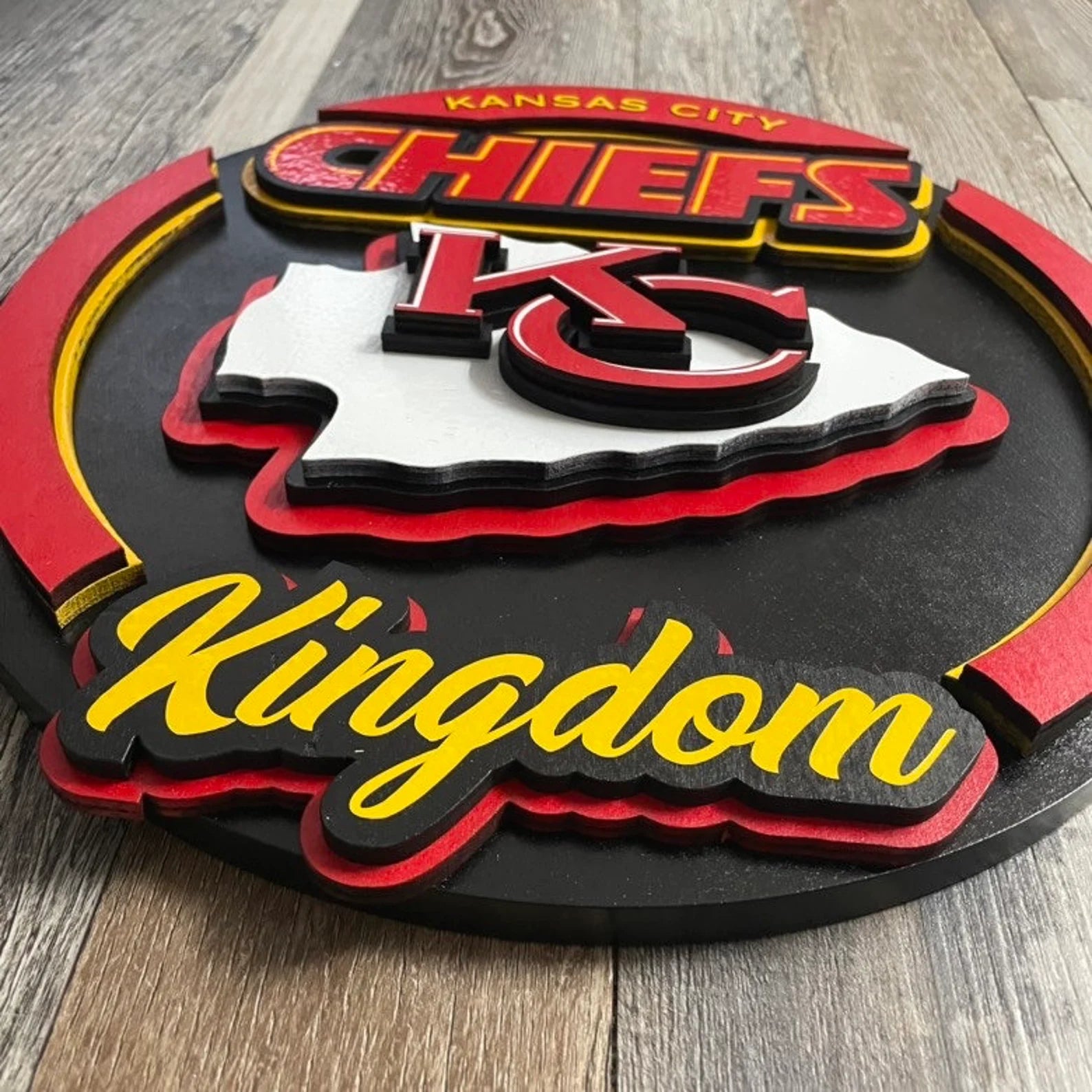 Kansas City Chiefs - Layered Wood Sign For the Sports Lover Arizona Copper Beard