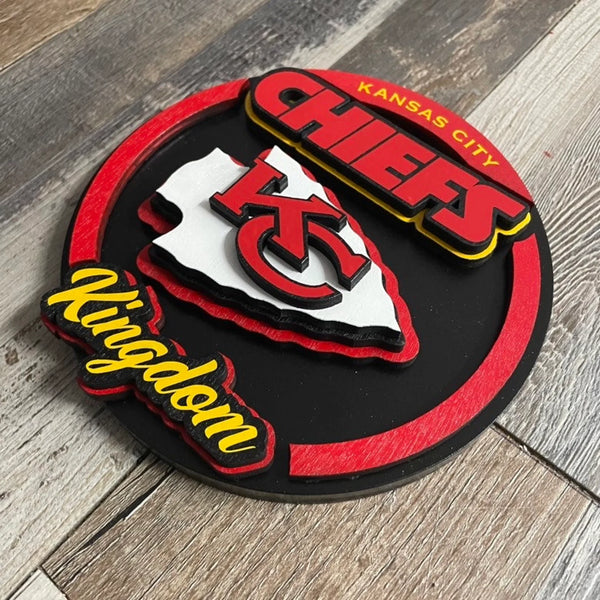 Kansas City Chiefs - Layered Wood Sign For the Sports Lover Arizona Copper Beard