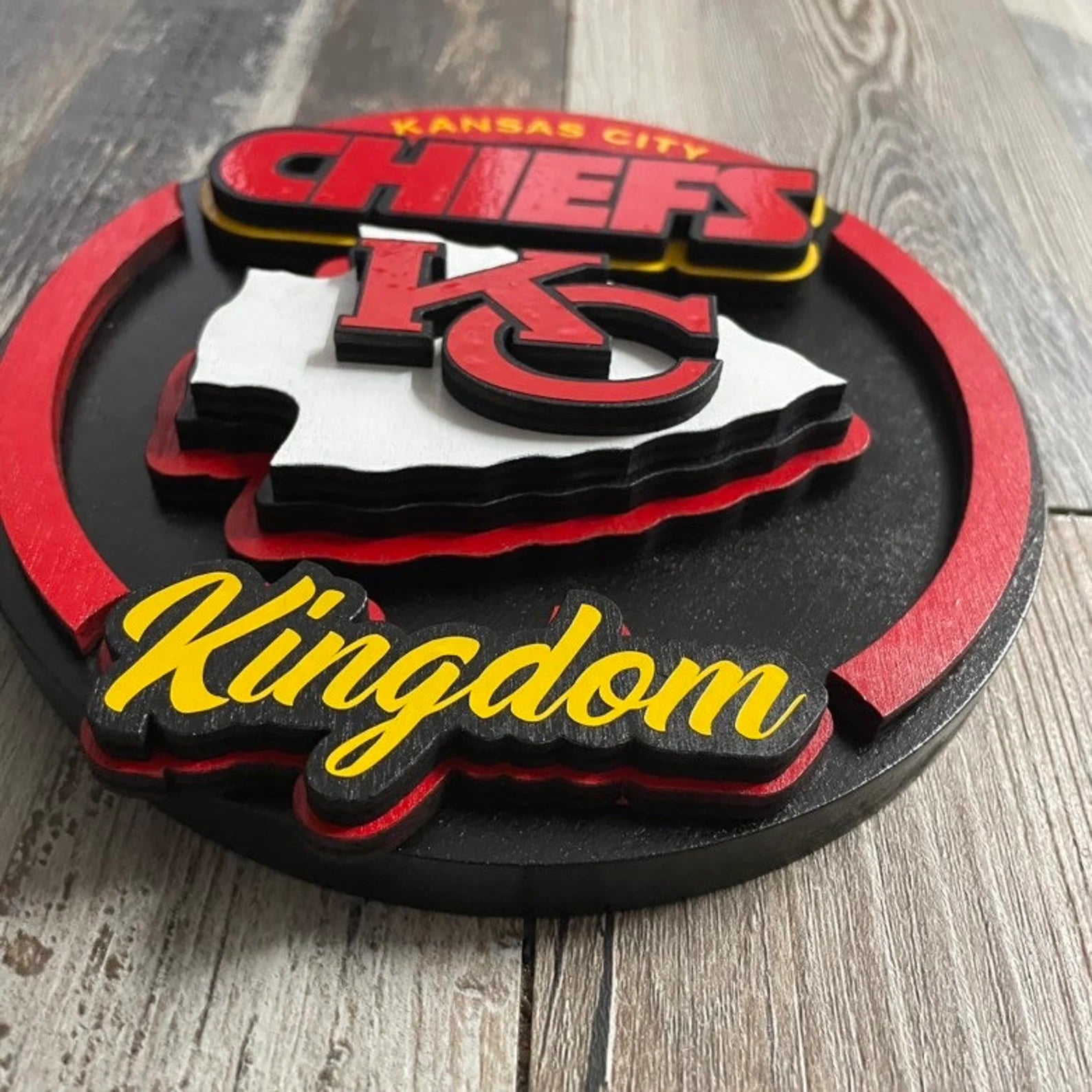 Kansas City Chiefs - Layered Wood Sign For the Sports Lover Arizona Copper Beard