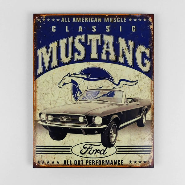 Classic Ford Mustang - Tin Metal Sign For the Gear Head Sign Box Co.