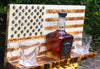 Whiskey Bottle Rack - White with Burnt Wood