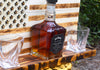 Whiskey Bottle Rack - White with Burnt Wood