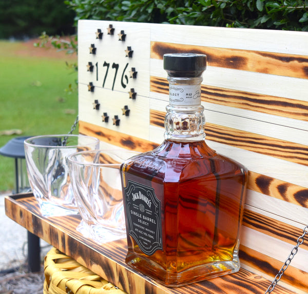 Whiskey Bottle Rack - 1776 White with Burnt Wood For the Bar 13 Stripes