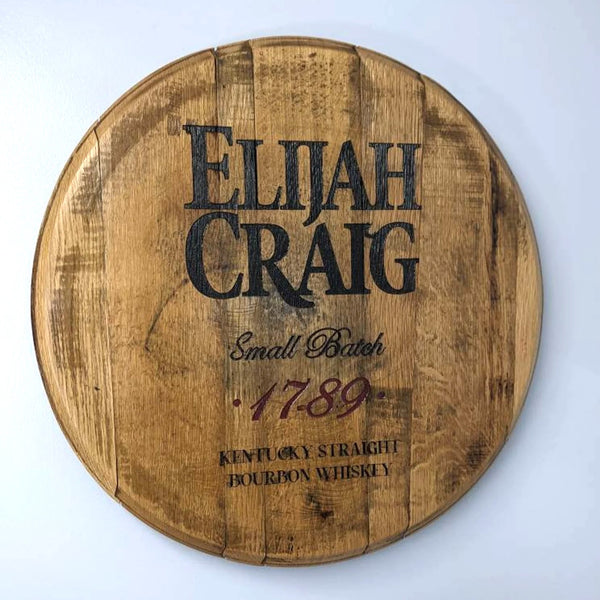 Elijah Craig Bourbon Barrel Top - Wall Hanging For the Man Cave Gambill Woodworking