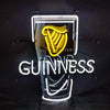 Guinness neon beer can sign, yellow harp above white GUINNESS text