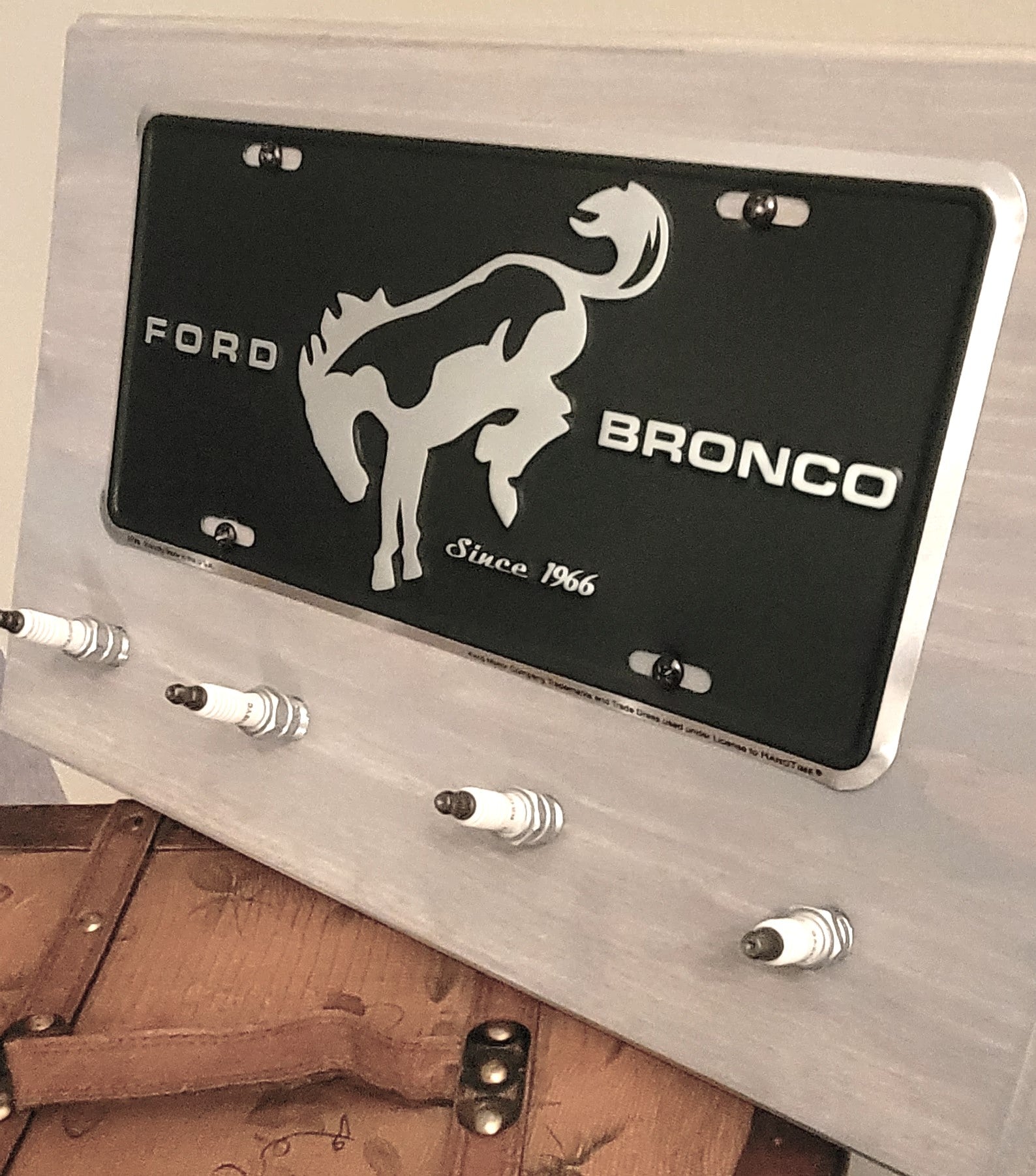 Ford Bronco - Black License Plate Spark Plug Rack For the Gear Head Lean2 Designs
