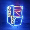 Arcade machine neon sign with blue, orange, and yellow glow, GAME ROOM vertical letters
