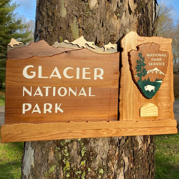 Glacier National Park – Wood Replica Entrance Sign For the Outdoorsman Tiny Wooden Signs