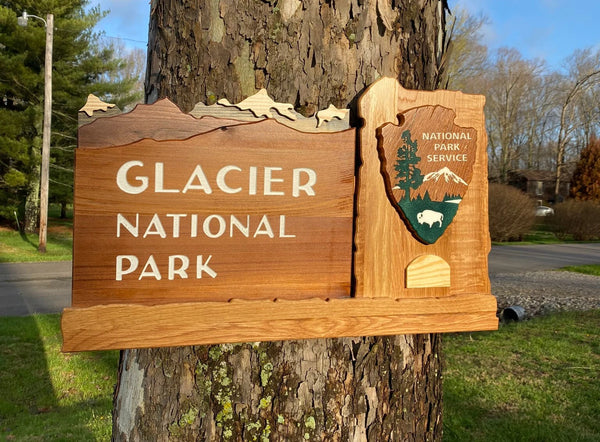 Glacier National Park – Wood Replica Entrance Sign For the Outdoorsman Tiny Wooden Signs