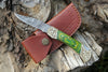 Damascus Steel Folding Pocket Knife – Green Handle For the Outdoorsman Orklo Knives