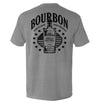 Grey back graphic T-shirt with bottle and stars emblem, short sleeves