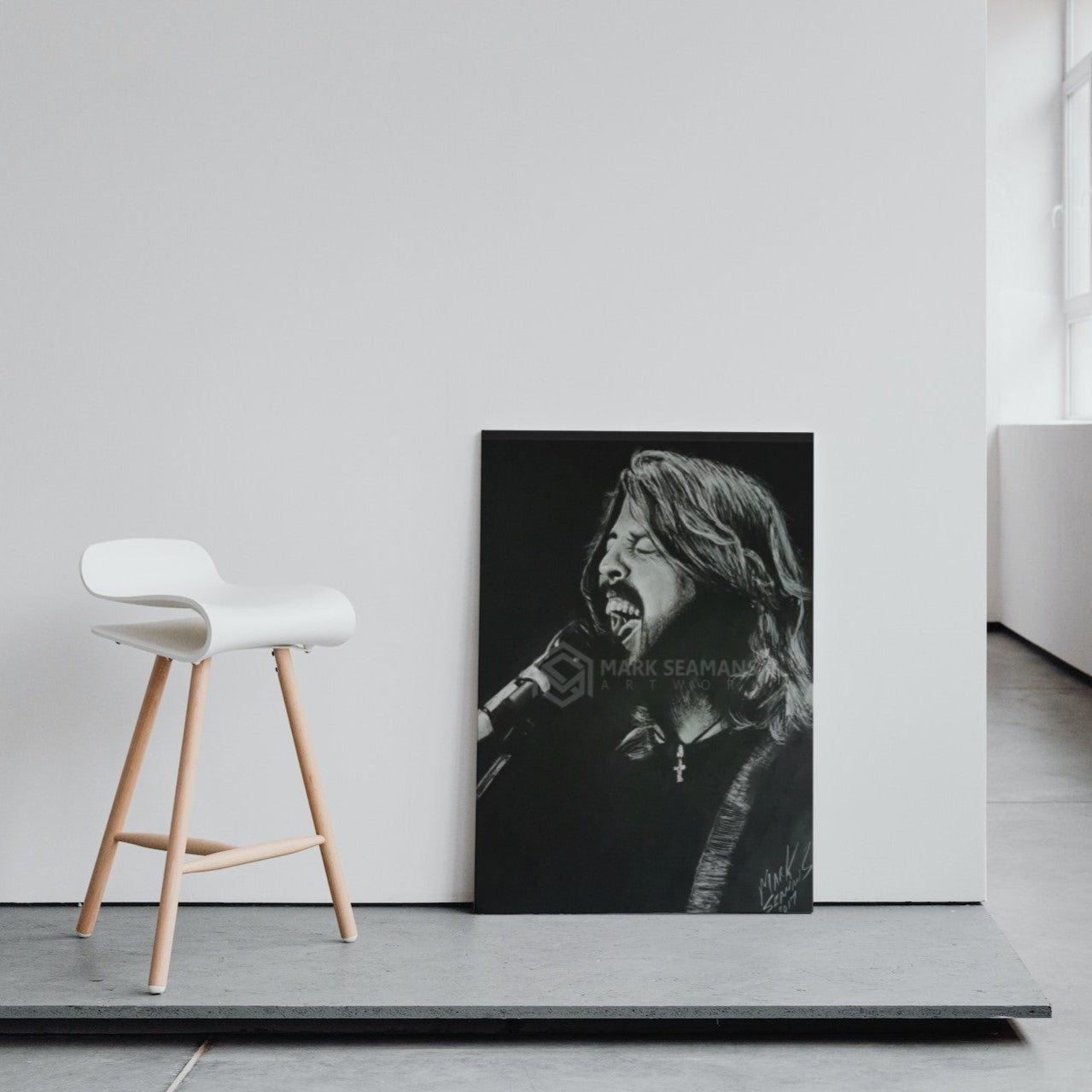 Dave Grohl Charcoal Portrait – Gallery Wrapped Canvas For the Music Lover Mark Seamans Art