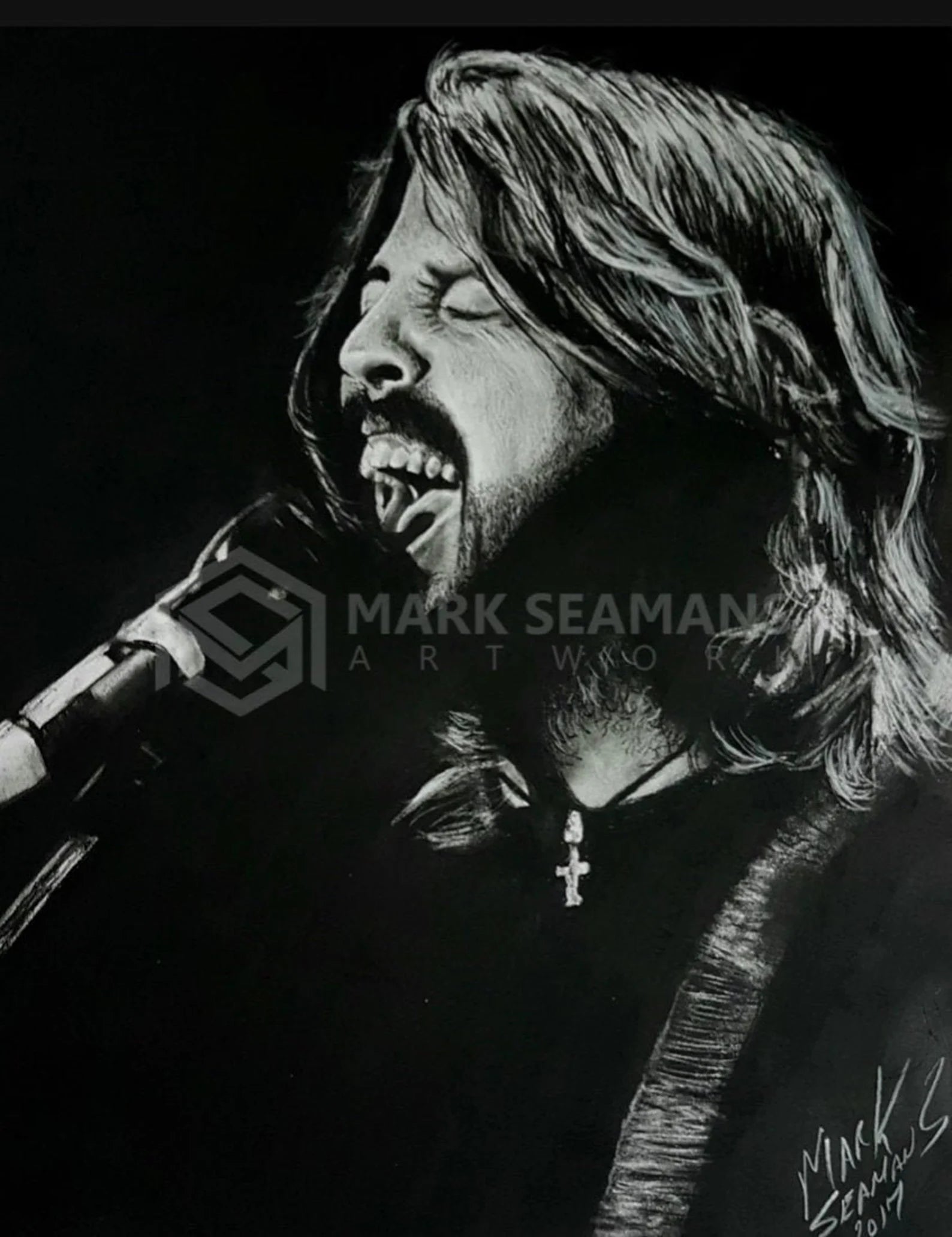 Dave Grohl Charcoal Portrait – Gallery Wrapped Canvas