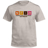 Heather gray T-shirt with multicolor “America Runs on Bourbon and Freedom” front print