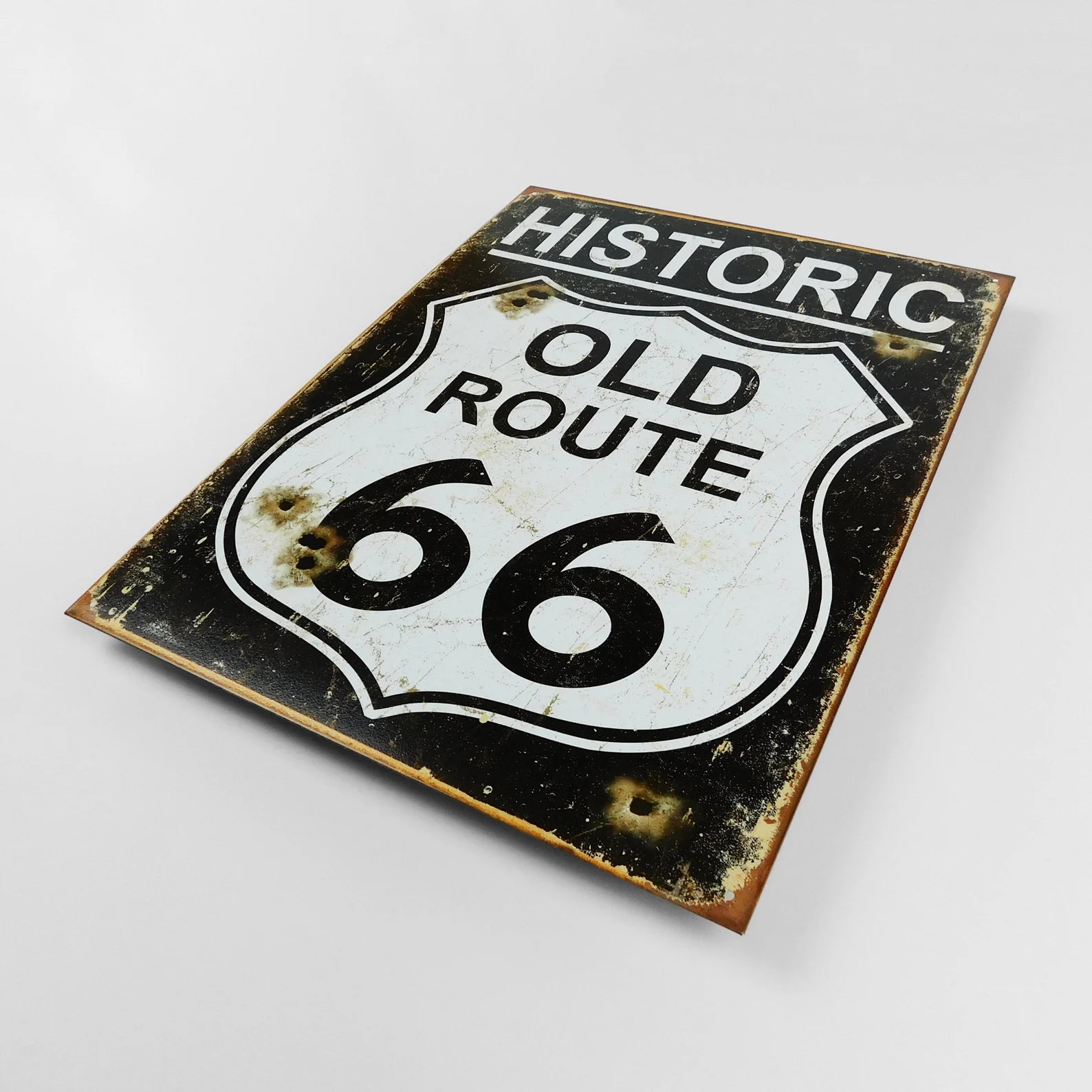 Historic Old Route 66 - Tin Metal Sign