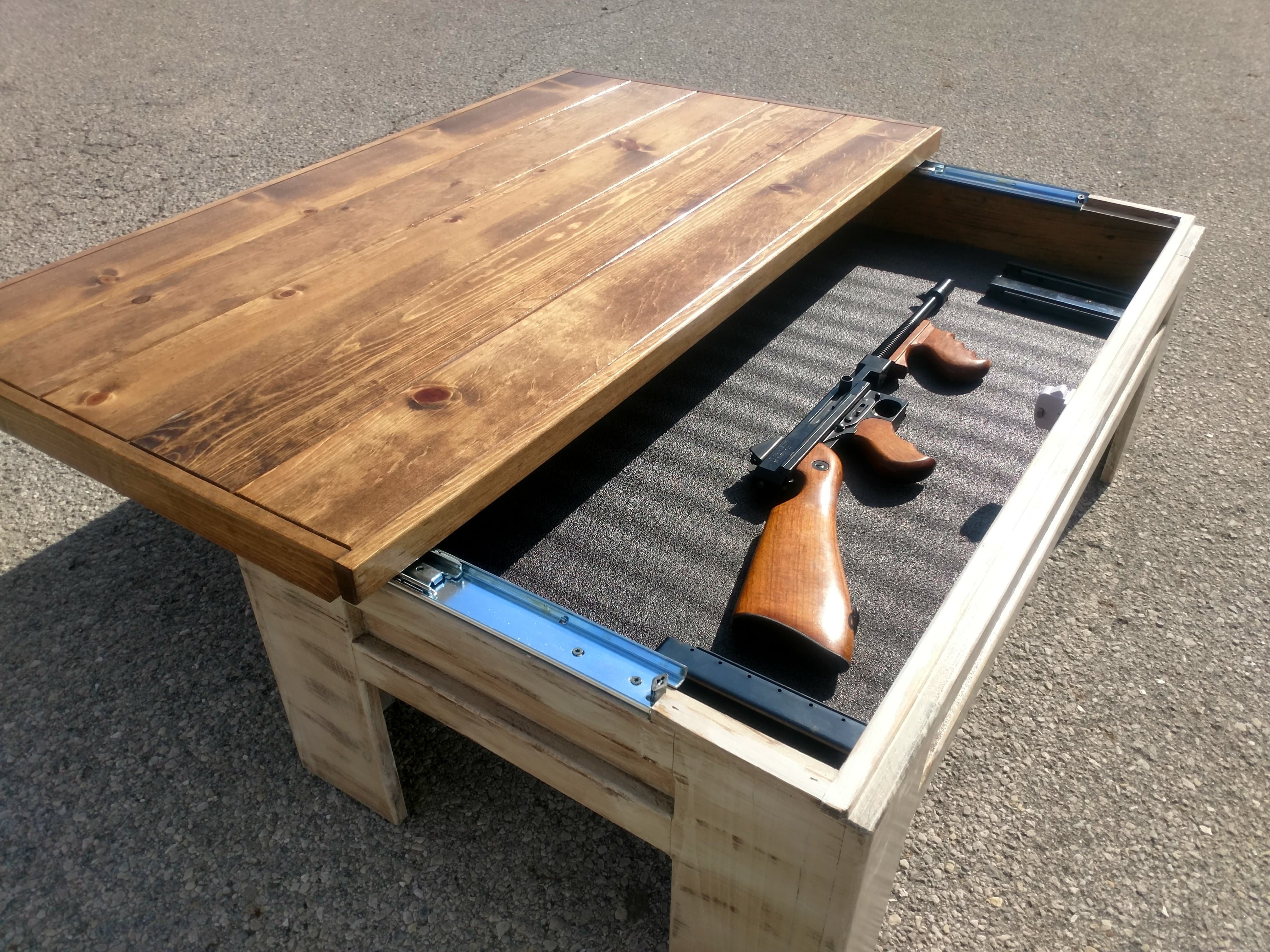Modern Wooden Sliding Top Coffee Table