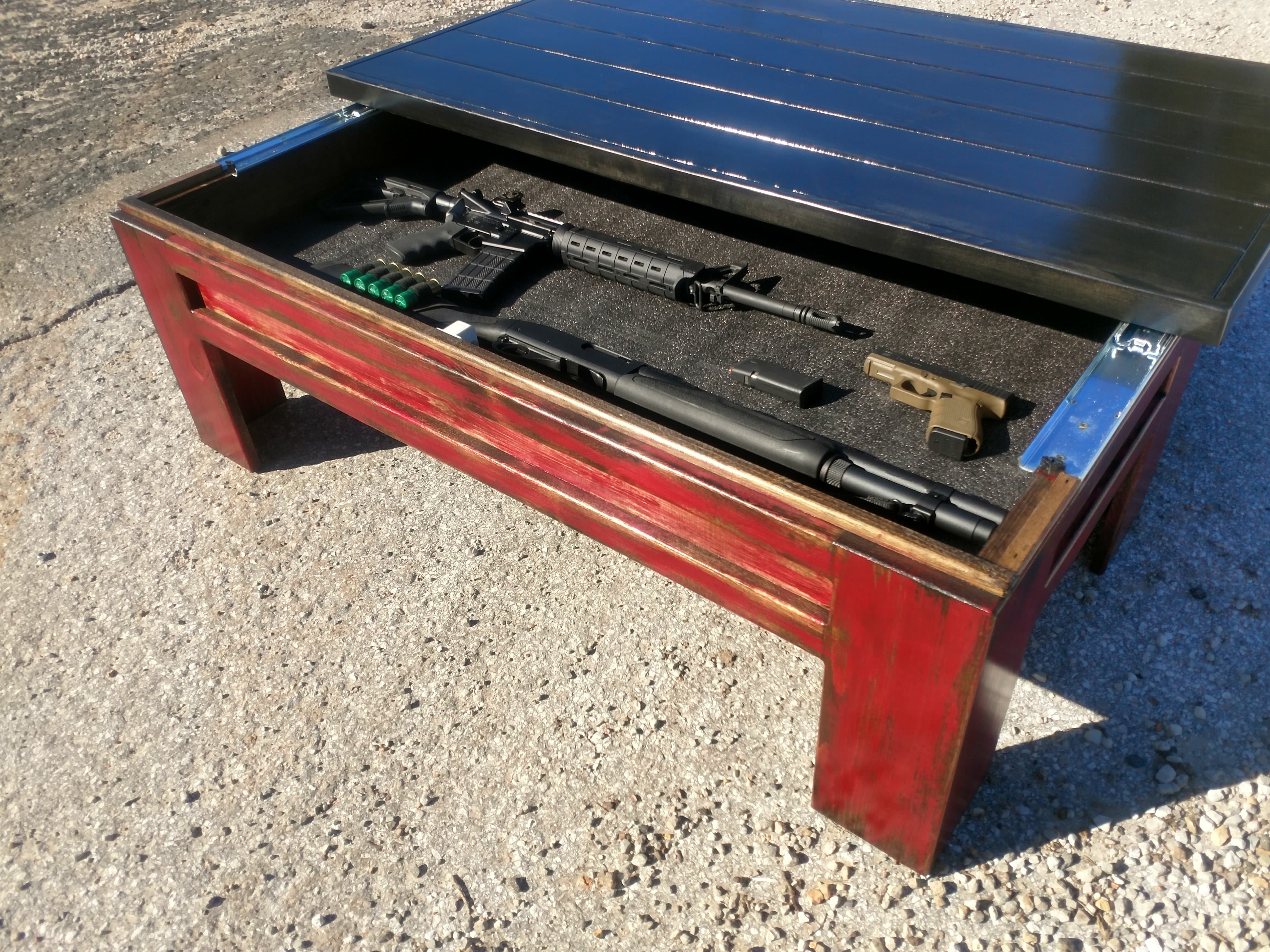 Modern Wooden Sliding Top Coffee Table