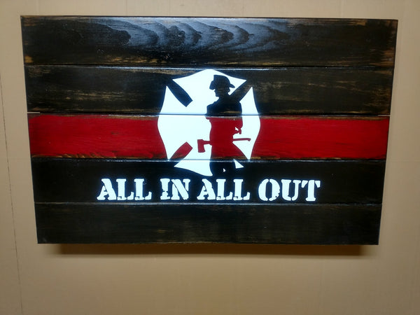 “All In All Out” Thin Red Line Concealment Wall Art