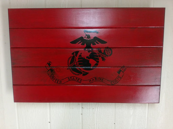 Marine Corps Flag Hidden Gun Storage Wall Art