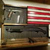 Small 2 Compartment Gun Case - Half Flag & Half Logo Designs