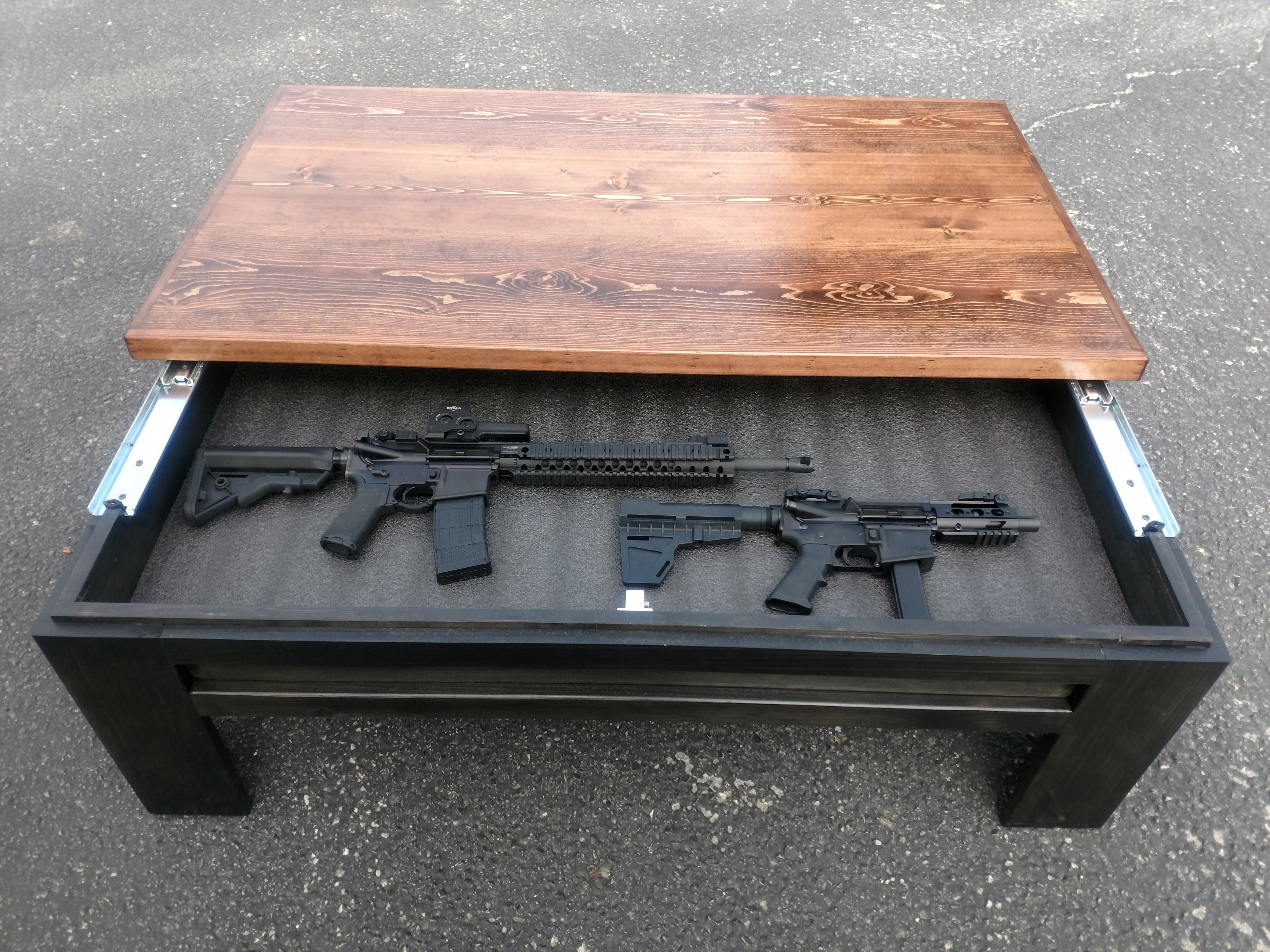 Modern Wooden Sliding Top Coffee Table