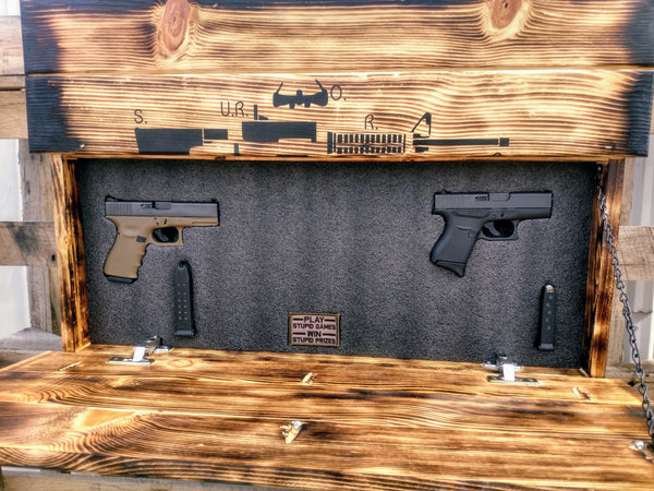 Charred AR-15 "Join or Die" Hidden Gun Storage Sign
